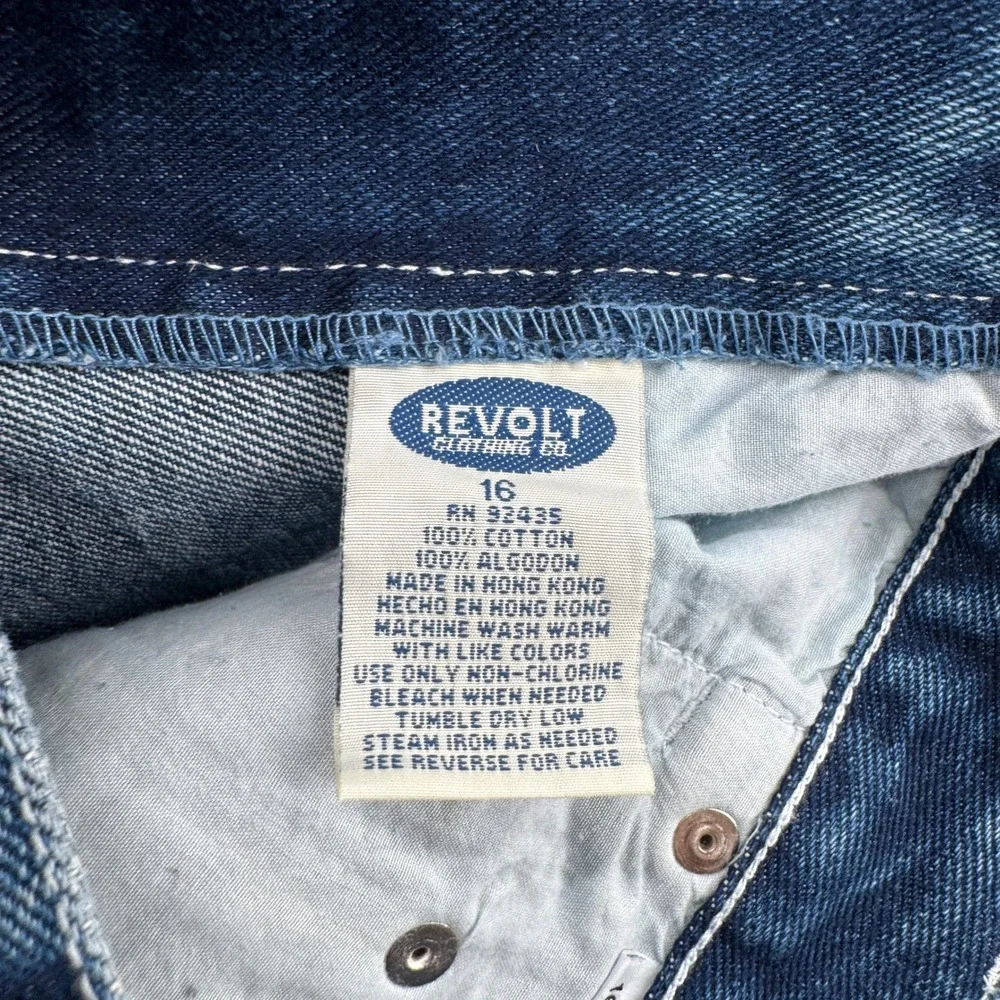 NWT VTG 90s‎ Revolt Wide Leg Jeans Womens 16 Blue Denim Striped High Rise Baggy